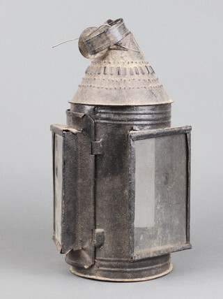 An 18th/19th Century cylindrical metal lantern 31cm x 14cm 