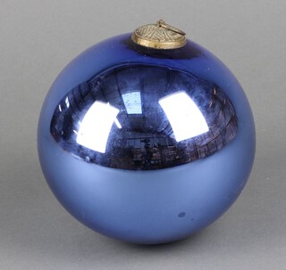 A Victorian blue glass "witches" ball 11cm 