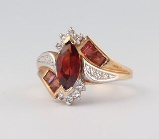 A 9ct yellow gold garnet set ring, the garnet approx. 1.0ct, size N, 3.3 grams 