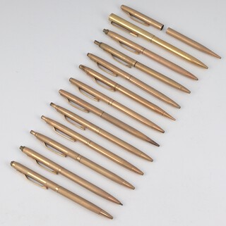 A collection of gold plated propelling pencils and parts (13) 