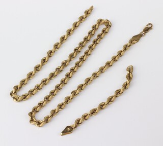 A 9ct yellow gold rope twist necklace, 47cm, 6.2 grams (broken)