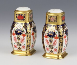 A pair of Royal Crown Derby Imari pattern  condiments 9.5cm 