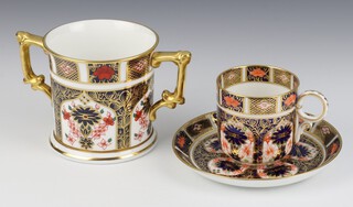 A Royal Crown Derby Imari pattern  2 handled mug 1128XL111 7.5cm, a ditto cup and saucer 1128C