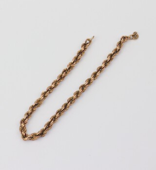 A 9ct yellow gold rope twist bracelet, 18cm, 4.3 grams (clasp a/f)