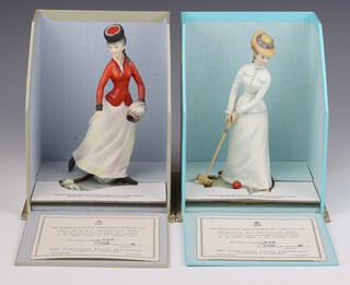 Two Royal Worcester limited edition figures - Emily 206 of 500 19cm and Bridget 113 of 500 18cm (stuck arm), both boxed 