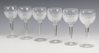 Six Waterford Crystal Colleen pattern hock wine glasses 18cm 