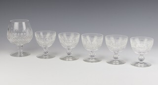 Five Waterford Crystal Colleen pattern bowls 9cm and a ditto brandy balloon 