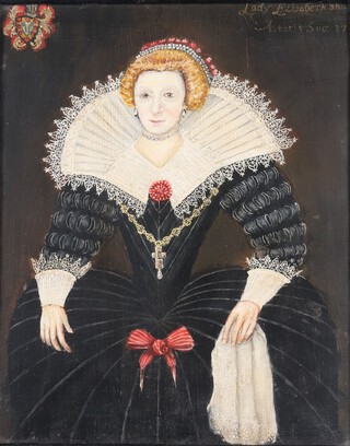 Continental oil on board unsigned, study of an Elizabethan lady 30cm x 24cm 