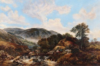 Robert S Bond, oil on canvas, inscribed on verso "A Salmon Trap Betws.y.coed" Robert S Bond 1864", relined, 60cm x 90cm