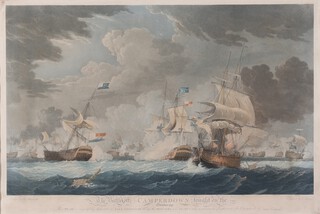 T Hellyer, coloured engraving "The Battle off Camperdown, Fought on the 11th October 1797" 49cm x 73cm 