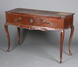 An 18th Century Continental oak side table of serpentine outline, fitted a drawer, raised on cabriole supports 88cm h x 51cm w 