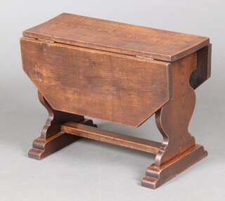 A 1930's rectangular oak drop flap tea table 43cm h x 58cm w x 23cm d 