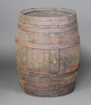 A coopered barrel 80cm h x 61cm diam. 