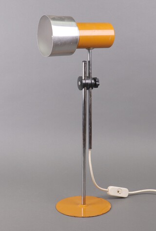 A 1960's Prova light brown and chrome finished anglepoise style desk lamp on a circular base 53cm x 15cm