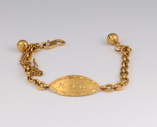 A 22ct yellow gold identity bracelet, 11.4 grams, 14cm 