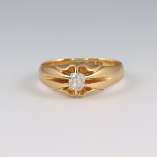 A gentleman's 18ct single stone diamond ring, approx 0.25ct, size O 1/2, 4.1 grams
