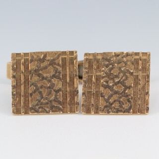 A pair of 9ct yellow gold engraved cufflinks, gross weight 7.5 grams 