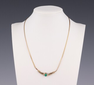 A 9ct yellow gold paste and diamond set necklace, 40cm, 6.6 grams 