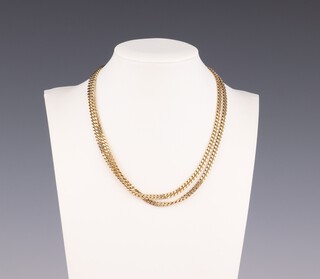 A 9ct yellow gold flat link necklace, 75cm, 30 grams 
