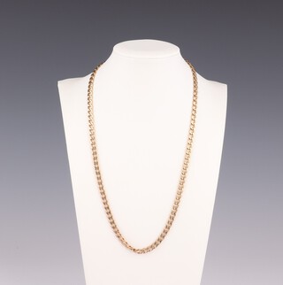 A 9ct yellow gold flat link necklace, 50cm, 13 grams 