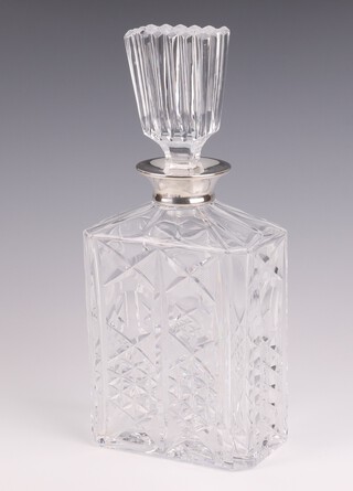 A silver mounted cut glass decanter and stopper London 1968, 27cm 