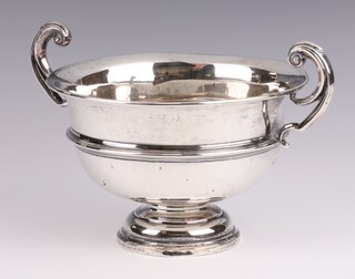 A silver pedestal 2 handled bowl Birmingham 1947, 22cm, 226 grams 