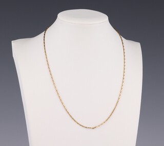A 14ct yellow gold necklace, 40cm,  3.8 grams 