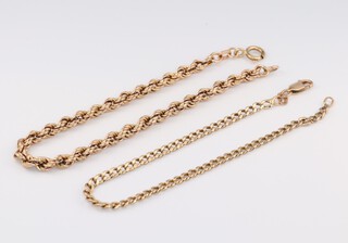 Two 9ct yellow gold bracelets 18cm, 5.6 grams