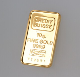 A Singapore Mint 10 gram 999.9 standard gold ingot 