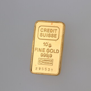 A Singapore Mint 10 gram 999.9 standard gold ingot 