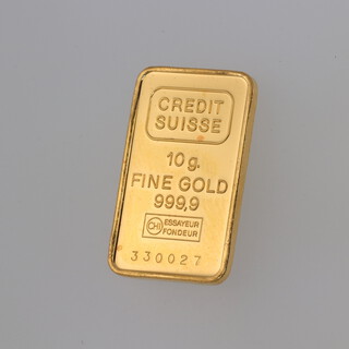 A Singapore Mint 10 gram 999.9 standard gold ingot 