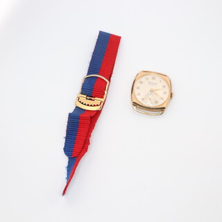 A gentleman's 9ct yellow gold Helvetia wristwatch with seconds at 6 o'clock, contained in a 28mm case, 6.3 grams including the glass 