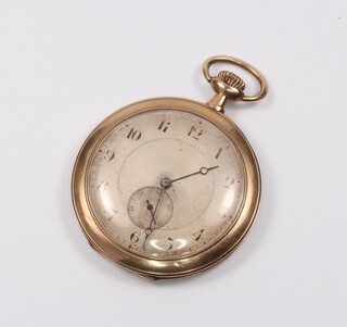 A gentleman's 9ct yellow gold Art Deco mechanical dress pocket watch contained in a 45mm case 