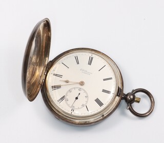 A silver cased key wind pocket watch by Benson in a 55mm case, London 1886