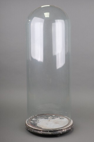 A Victorian oval glass dome with associated stand 68cm h 
