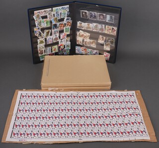 Three stock books of mint and used GB stamps Victoria to Elizabeth II, a sheet of 122 1966 GB World Cup stamps and others 