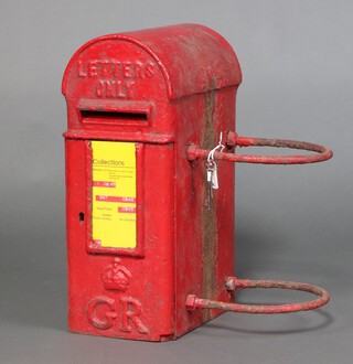 A George V Royal Mail telegraph pole post box 50cm h x 19cm w x 31cm d, complete with 2 keys 