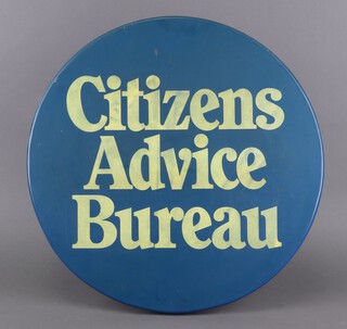A 20th Century circular fibre glass "Citizens Advice Bureau" sign 50cm diam. 