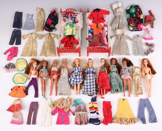 Palitoy, a set of ten Pippa Dolls, seven standards (1 x Pippa, 2 x Marie, 2 x Britt, 2 x Princess Pippa), three dancing ( Marie and two broken at the torso Tammies), together with a selection of outfits and 2 beds