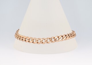 A 9ct yellow gold flat link bracelet 20cm, 10.4 grams 