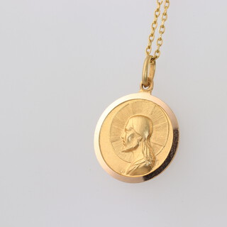A 22ct yellow gold St Christopher pendant on a ditto 56cm chain, 5.5 grams 