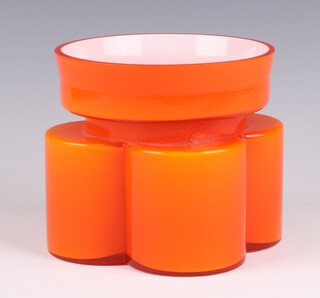 A 1960's Scandinavian Alsterfors orange glass vase by Per-Olaf Strom 13cm 