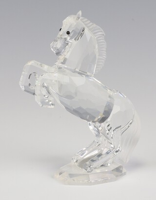 A Swarovski Crystal figure of a rearing horse 11cm, boxed