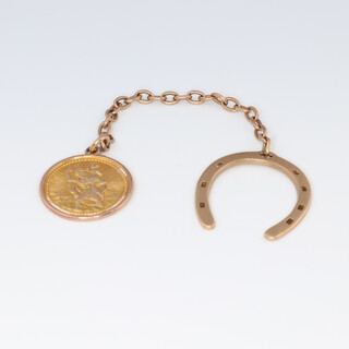 A 9ct yellow gold chain with horseshoe and St Christopher 6.8 grams 