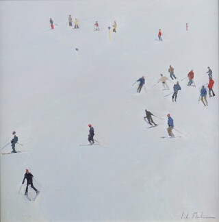 **Luke Martineau (born 1970), oil on board signed, inscribed verso "On The Piste" 34cm x 34cm with Panter & Hall label to the reverse **Please note - Artists Re-sale Rights may be payable on this lot