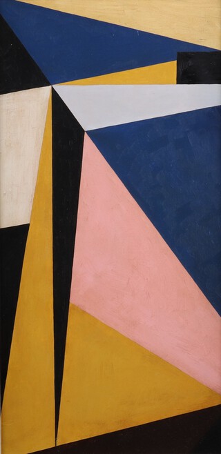 20th Century oil on board unsigned, cubist study 60cm by 29cm