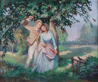 Lheureux Raymond (1890-1965) oil on canvas signed, label on verso "Le Temps des Cerise" 53cm x 63cm 