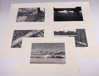 **Patrick Lichfield British (1939-2005), five black and white photographs of London Views, signed in ink, unframed numbered 107 of 225, 30cm x 40cm **Please note - Artists Re-sale Rights may be payable on this lot