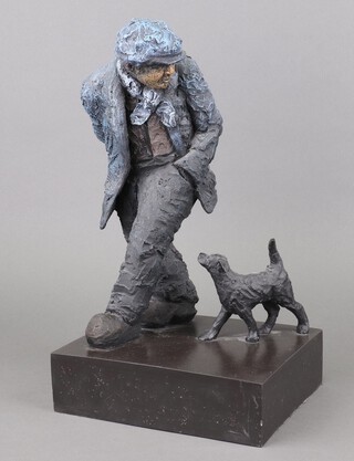 **Alexander Millar 1960, a limited edition resin figure of a walking man with bunch of flowers and dog no.53/150 40cm h x 21cm w x 19cm d **Please note - Artists Re-sale Rights may be payable on this lot
