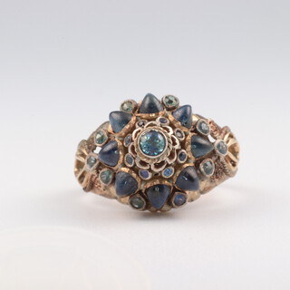A 14ct yellow gold paste set dress ring size I 1/2, 4 grams 